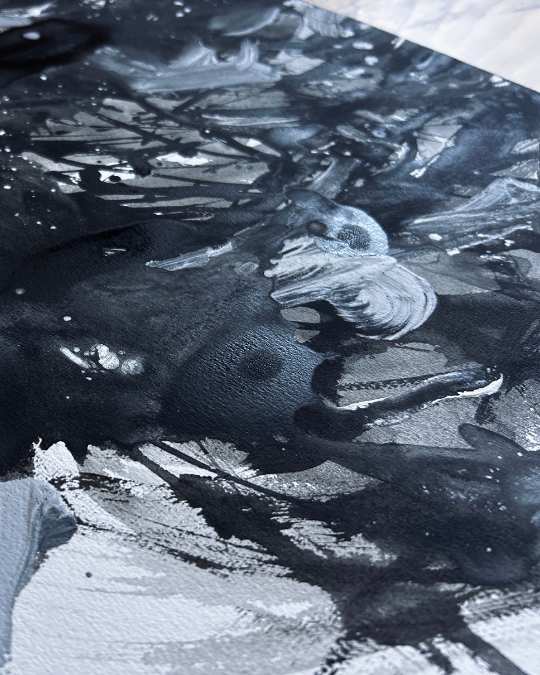 Blanco sobre negro Action Painting (3)