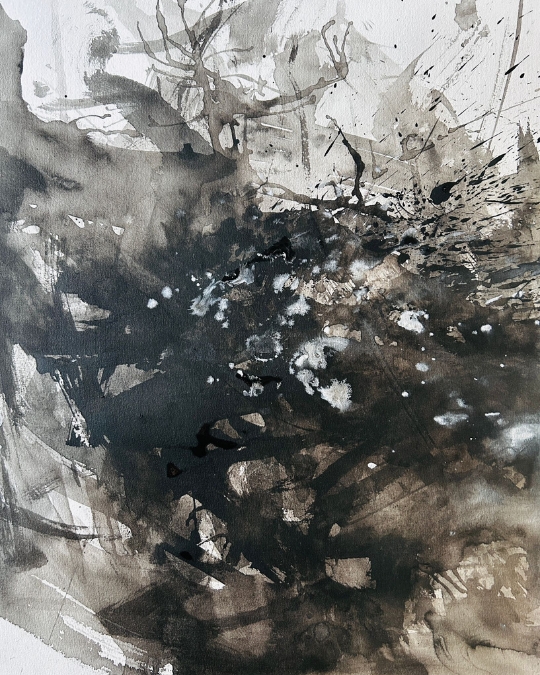 Blanco sobre negro Action Painting (5)